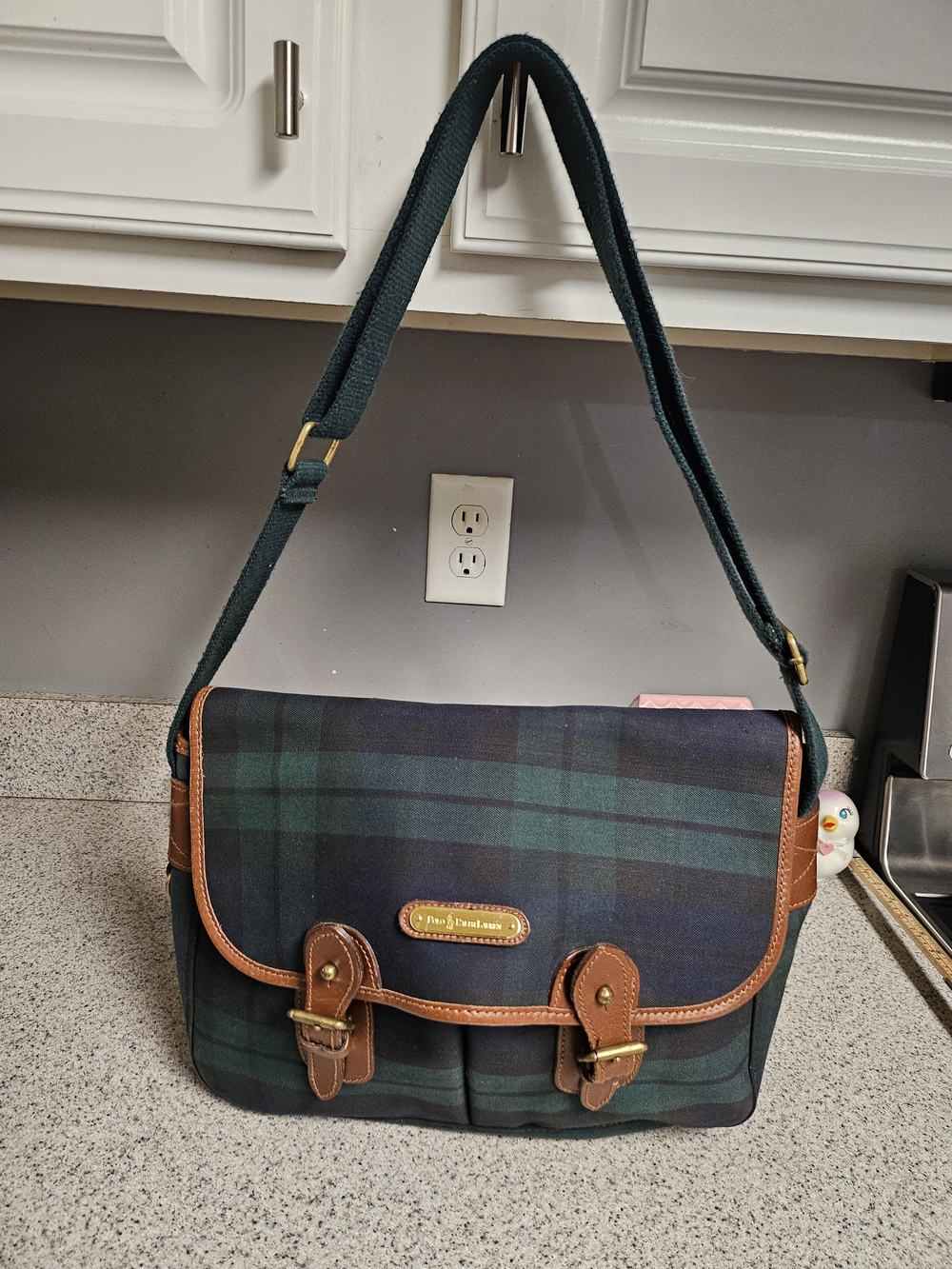 Vintage 1980s Black Watch Plaid Polo Ralph Lauren Crossbody Bag